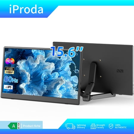 15.6-inch 1080P Wireless Portable Monitor — IPS Laptop Screen Extender — Supports AirPlay/Miracast (Wi-Fi), HDMI, USB-C — Compatible with Laptops, PCs, Mobile Phones, and PS5