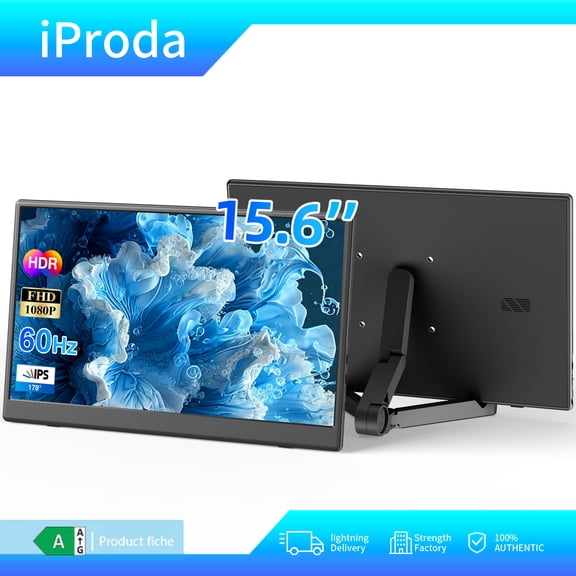 15.6-inch 1080P Wireless Portable Monitor IPS Laptop Screen Extender Supports AirPlay/Miracast (Wi-Fi), HDMI, USB-C Compatible with Laptops, PCs, Mobile Phones, and PS5