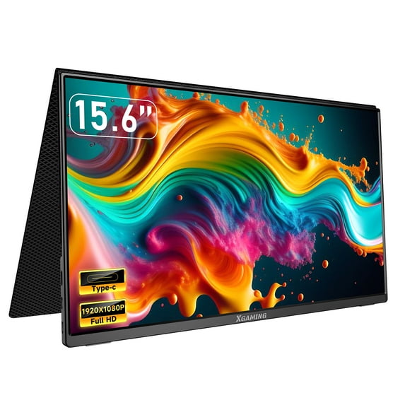 15.6-inch 1080p Portable Monitor, FHD IPS Laptop Monitor with Dual Type-C & Mini-HDMI, Memzuoix Gaming Monitor, Portable Gaming Monitor Compatible with Laptop PC Mac Phone Xbox PS4/PS5