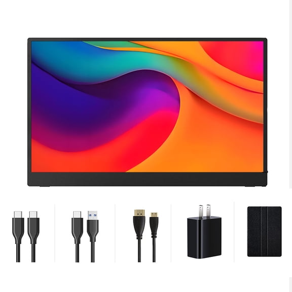 15.6 inch Display Monitor with 1920 * 1080 IPS, Portable Monitor with Dual USB-C, USB-A, and HDMI Ports