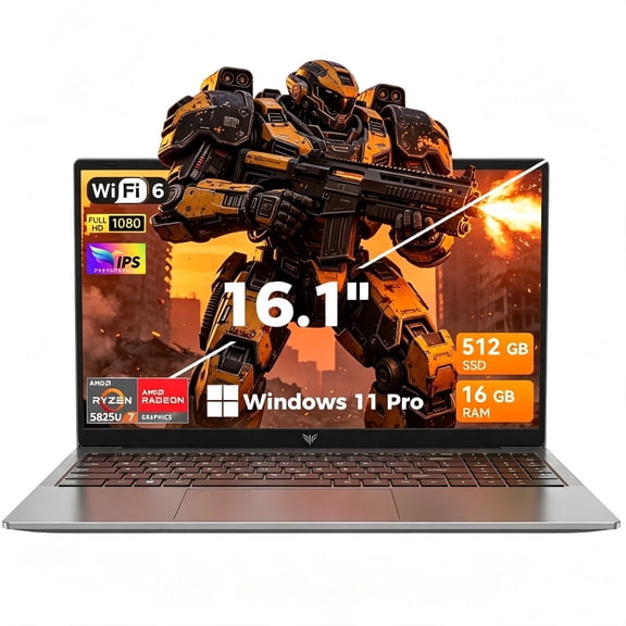 Laptop 16 FHD Light Gaming Laptop Computer, AMD Ryzen 7 5825U, 16GB RAM, 512GB SSD, Windows 11PRO, WiFi 6, Backlit KB