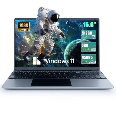 15.6 inch Laptop Computer, Intel Celeron Quad-Core, N5095,8GB RAM 512GB Rom,Traditional Laptop Computers Support Wifi, Bluetooth, Type-C,TF Card, Windows11