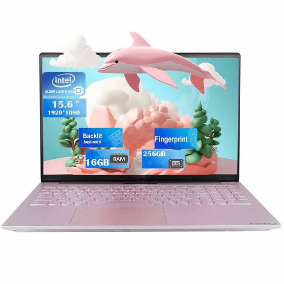 15.6 inch Laptop Computer Windows 11, with Intel N100 Processor, FHD IPS (1920x1080),16GB RAM 256 SSD(Rose Gold)