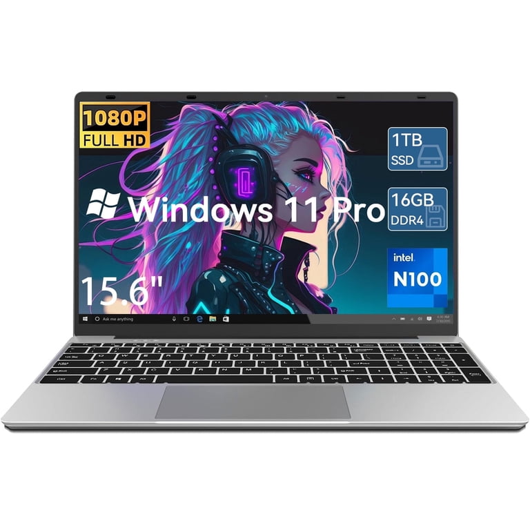 15.6 inch Windows 11 Pro Laptop Intel Processor N100 16GB RAM 1TB