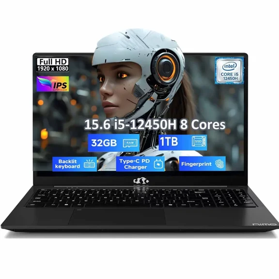15.6"lPS-Business-Laptop, 8 Cores Intel i5-12450H 16GB RAM 1TB SSD (Beat i7-11800H, Up to 4.4 GHz) Student Computer with 100W Type-C Fingerprint Backlit Keyboard WiFi-6 Numpad Win 11