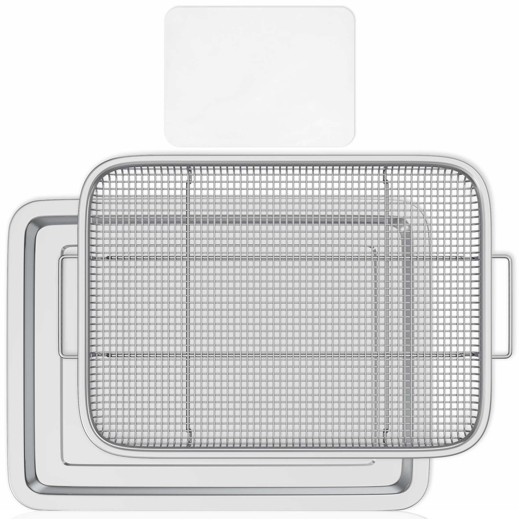 Advgears Air Fryer Pan for Oven with Baking Paper, 15.7  11.7 Inch, Baking pans, Cookie sheet, Stainless Air Fryer Basket for Baking and Cooking