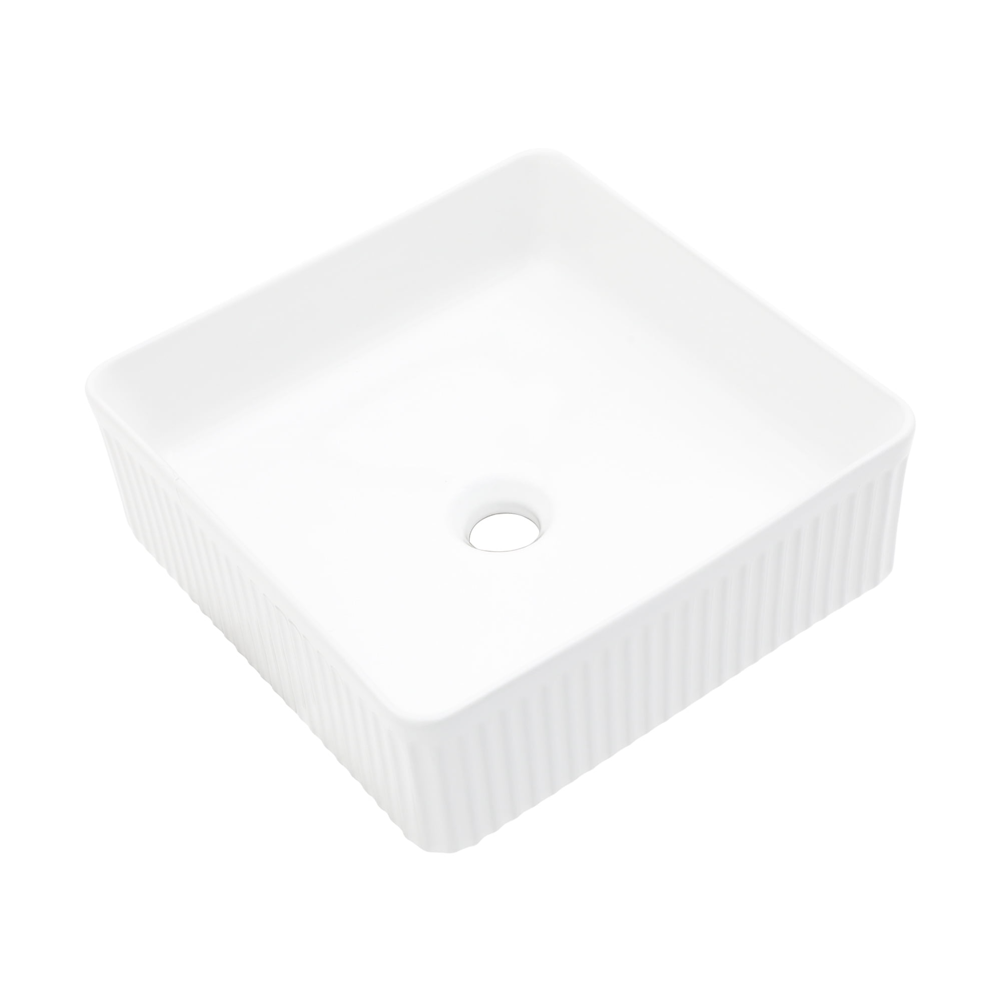 15.69"×15.69"×5.13" White Ceramic Rectangular Countertop Bathroom Sink