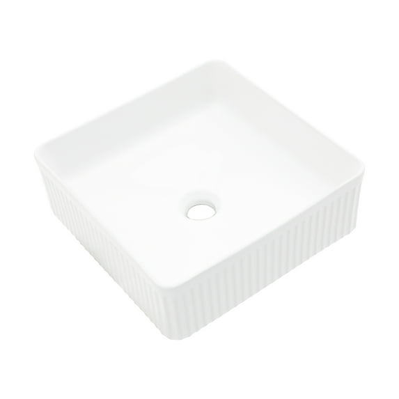 15.69"×15.69"×5.13" White Ceramic Rectangular Countertop Bathroom Sink