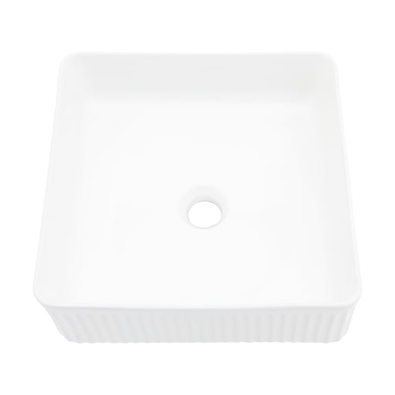 15.69" White Square Ceramic Vessel Sink | Used in Contemporary Bathrooms | Stain - Free Ceramic Surface | Straightforward Countertop Installation