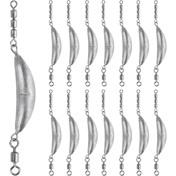 15/6PCS Fishing Sinker Drop Shot Weights Fish Weights Kit Inline Trolling Sinkers with 3 Roller Swivels Fishing Sinker Drop Shot Weights Kit Inline Trolling Sinkers ,Saltwater Freshwater Sliver