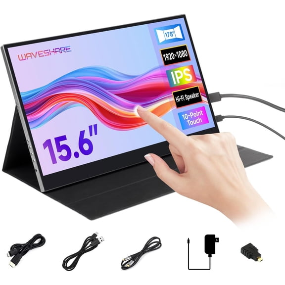 15.6inch 10-Point Capacitive Touch Monitor, Comes with A Protective Case, Compatible with 5/4B/3B/Zero/Zero W/Zero 2W/Pico/Pico,Windows, Jetson Nano/TX2/Xavier NX/Orin