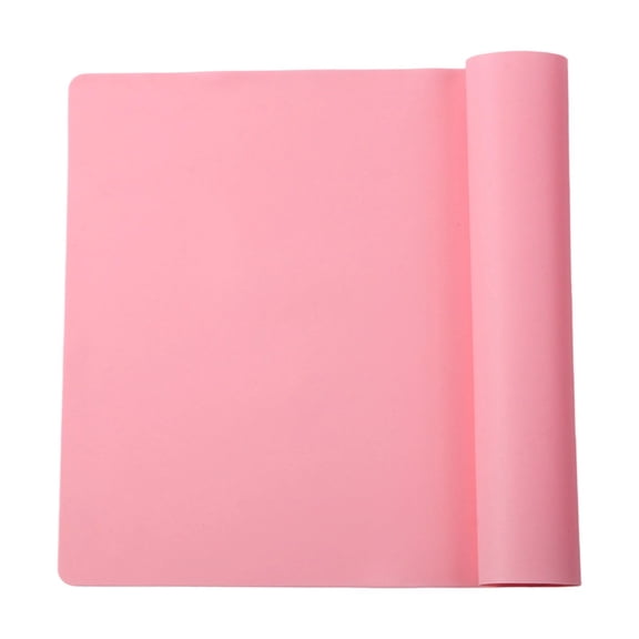 15.7" by 11.8" Flexible Silicone Placemat, Non Slip Waterproof Heat Resistant Dinner Table Mat, Multifunctional Silicone Placemat for Baking, Jewelry, Kitchen Counter, Camping, 1Pc,Pink