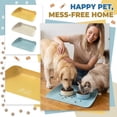 thumbnail image 1 of 15.7"×11.8" Waterproof & Oil-Proof Leather Pet Feeding Mat, Thickened Non-Slip Semi-Enclosed Food Mat with Raised Edges for Containing Spills, Food and Water, Ideal for Dogs and Ca, 1 of 5