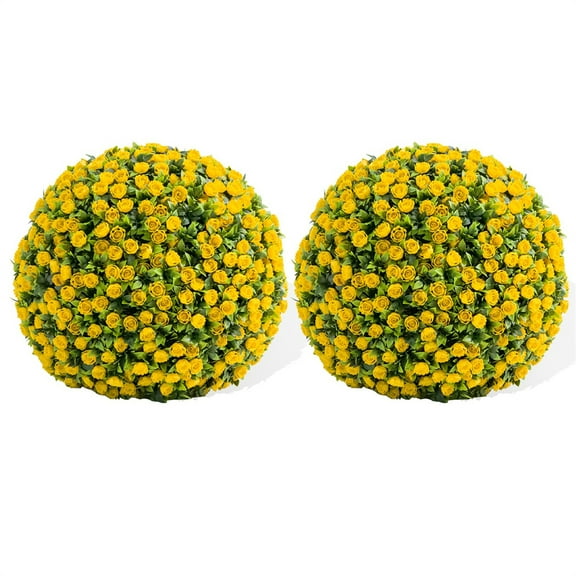 15.7"/17.7"/21.6" Artificial Topiary Flower Balls, Set of 2 Decorative Topiary Balls Hanging Grass Ball for Home Decor Indoor and Outdoor