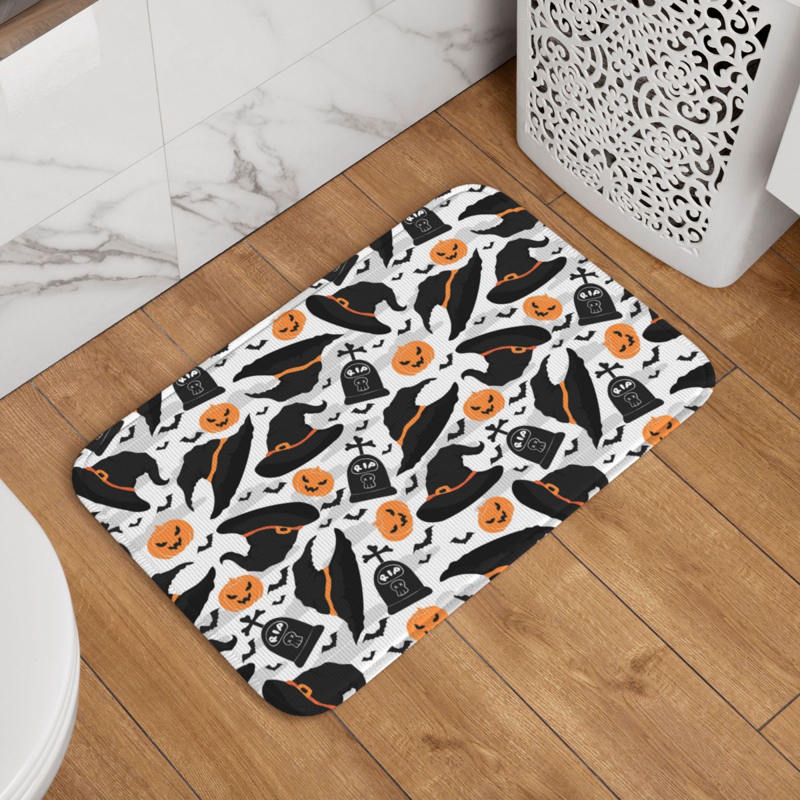 15.7* 23.6in Halloween Outdoor Indoor Door Mat halloween hat Pattern ...