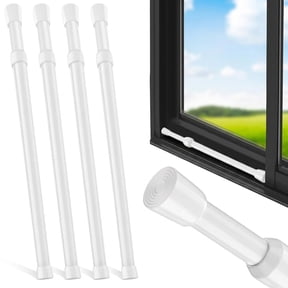 15.7-27.5" Window Security Bar - 4 Pack Tension Rods, 7/8" Diameter Adjustable Curtain Rod Set for Sliding Door, Bathroom, Cupboards, Window Safety Lock Bar