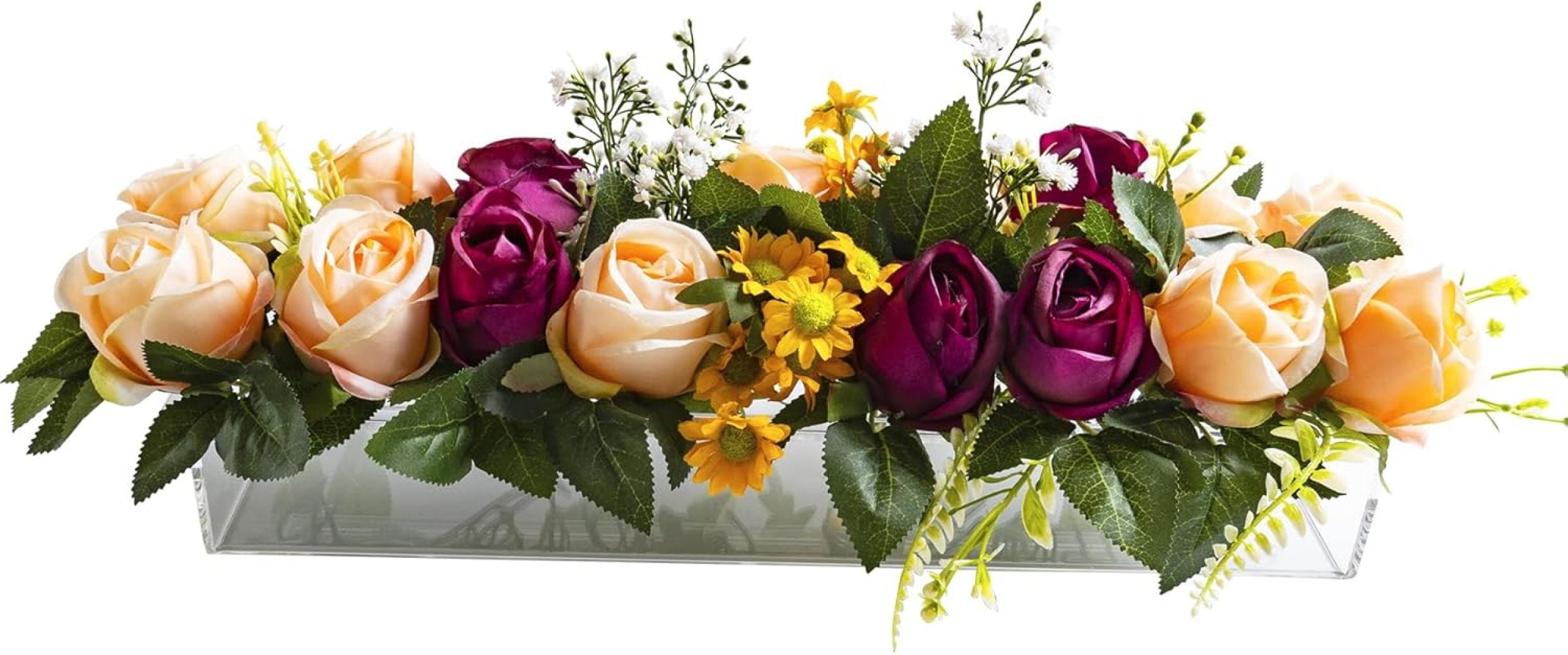 15.7'' Acrylic Flower Vase Rectangular with Holes Long Clear Vases for ...