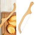 thumbnail image 1 of 15.7" Bread Bow Cutter Wooden Knife Serrated Bagel Cutter Stainless Steel Sourdough Bread Slicer Portable Bread Cutting Tool with Bamboo Handle Bread Slicer, 1 of 9