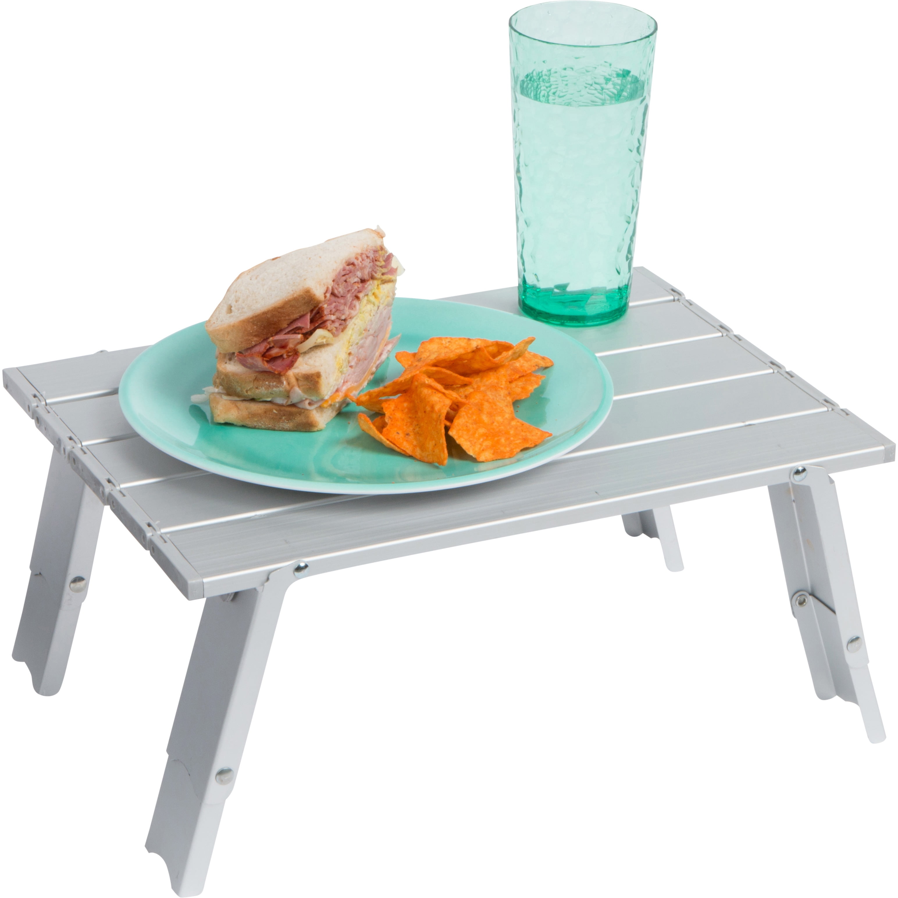 Compact Silver Aluminum Folding Outdoor Table
