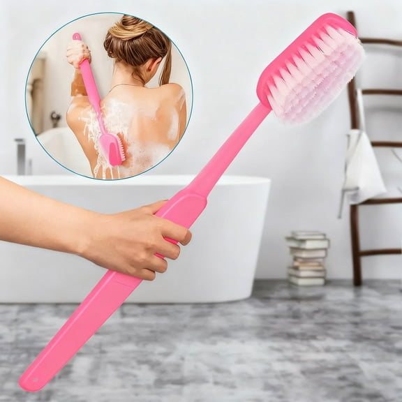 15.7" Extra-Long Handle Exfoliating Bath Brush – Soft Bristles for Deep Cleansing and Gentle Full-Body Exfoliation, Non-Slip Grip, Ergonomic Handle