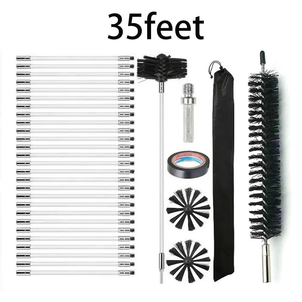 35 Feet Dryer Vent Cleaner Kit, Dryer Duct Cleaning Kit, Includes 8 Flexible Rods, Synthetic Brush Head, Flexible Lint Remover