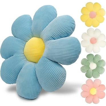 15.7'' Flower Shaped Throw Pillow, Soft Decorative Cushion for Sofa, Bed, and Floor Seating, Blue