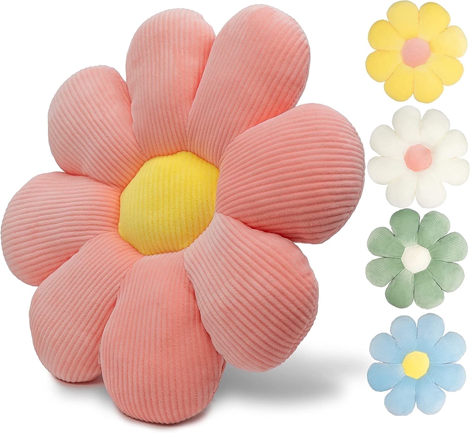 15.7'' Flower Shaped Throw Pillow, Soft Decorative Cushion for Sofa, Bed, and Floor Seating, Pink