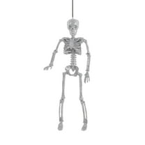 15.7" Glitter Silver Poseable Hanging Skeleton - Sparkling Halloween Decor for Indoor/Outdoor Haunted House, Graveyard & Party Displays with Movable Joints