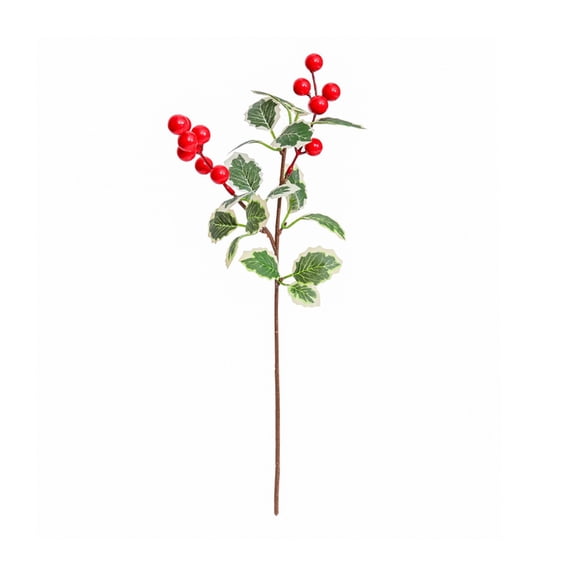 15.7 Inch Artificial Plastic Frosted Red Berry Pine Picks, Vase Filler Stems with Pine Cones Variegated Leaves, Farmhouse Rustic Table Mantel Entryway Christmas Indoor Outdoor Winter Home Decor