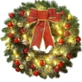 thumbnail image 1 of 15.7 Inch Christmas Wreath With Hook, Battery Operated Christmas Wreath Decorative Christmas Balls Hanging Ornament, Artificial Door Wreath Clear LED Lights, 1 of 6