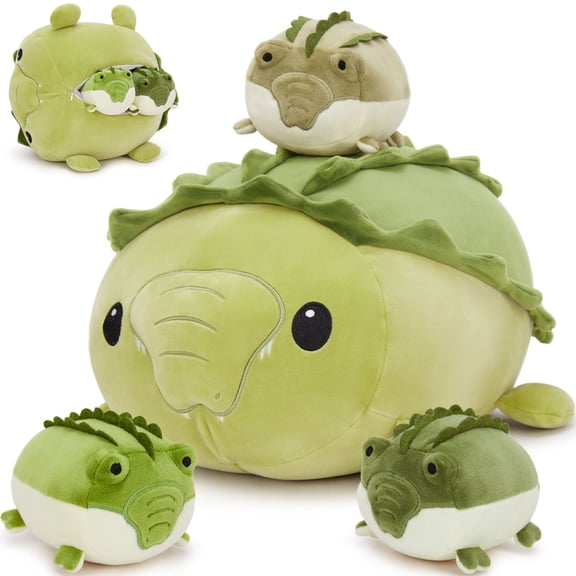 15.7 Inch Crocodile Plush Toy 4-Piece Alligator Stuffed Animal with 3 Babies Inside