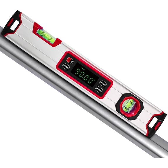 15.7-Inch Digital Torpedo Level & Angle Finder - IP54  Inclinometer with Backlit LCD, V-  Base, 0.1? Accuracy - for Construction, Woodworking, Metalworking(Red)