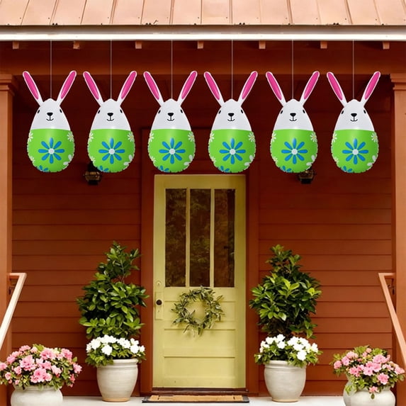 15.7 Inch Easter Egg Inflatable Decoration Hanging Inflatable Easter Balloon PVC Large Outdoor Egg Bunny Text Blow up Ornament for Yard Lawn Garden Party