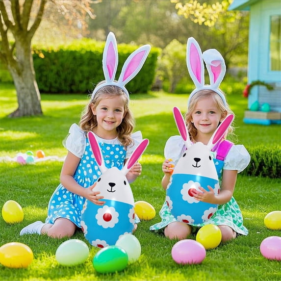 15.7 Inch Easter Egg Inflatable Decoration Hanging Inflatable Easter Balloon PVC Large Outdoor Egg Bunny Text Blow up Ornament for Yard Lawn Garden Party