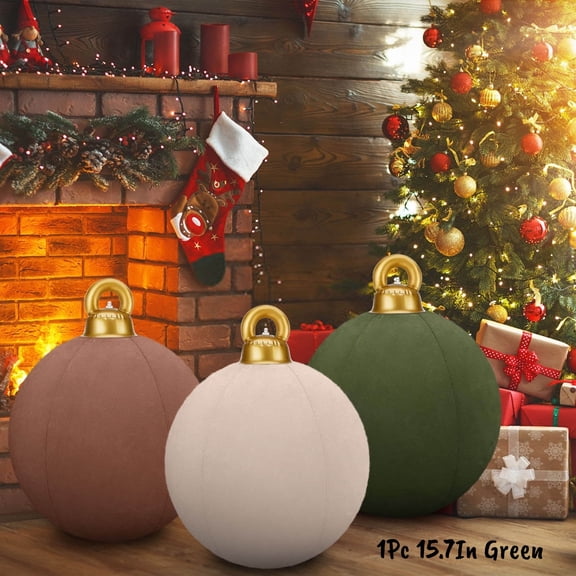 15.7 Inch Inflatable Velvet Christmas Balls,15.7 In Giant Inflatable Velvet Christmas Balls,Inflatable Flocked Christmas Large Holiday Inflatables Outdoor Decorations,Christmas Blow Up Yard Decor