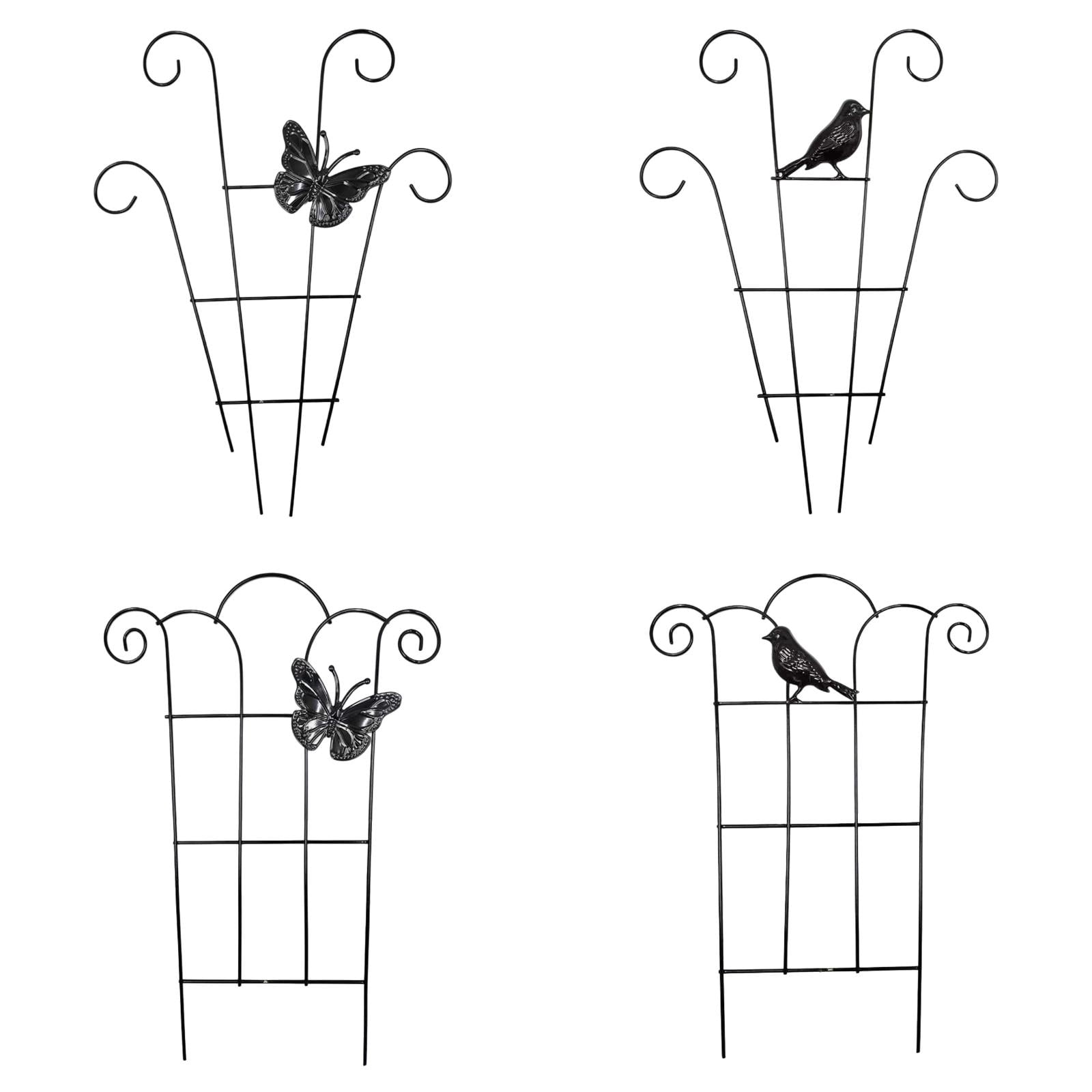 15.7 Inch Metal Trellis Stakes for Climbing - Garden Support Stakes for Indoor Outdoor Potted Flowers, Monstera, Vines, Tomatoes, Cucumbers, and Vegetables (4 PCS)
