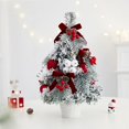 thumbnail image 1 of 15.7 Inch Mini Tabletop Christmas Tree with Ornaments, Snow Flocked Artificial Christmas Tree with Cowbells Berries Velvet Bow Pine Cones, Desktop Holiday Decor for Home Office, 1 of 5