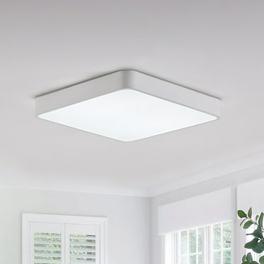 15.7 Inch Modern Square LED Ceiling Light, 36W Cold White Light Semi-flush Mount Ceiling Light for Living Room Bedroom Bathroom Kitchen