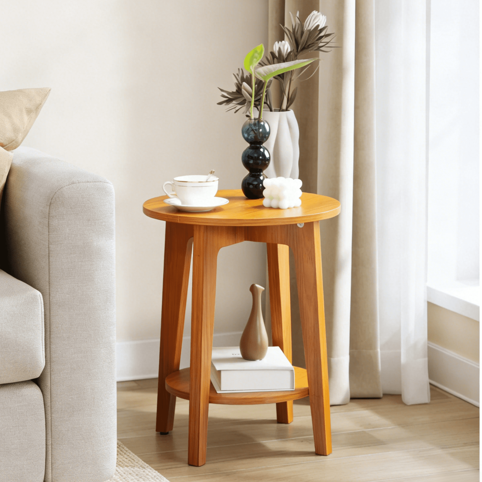 Gewnee 15.7-Inch Modern Walnut MDF Coffee Table with Anti-Slip Feet for Living Room, Bedroom and Office