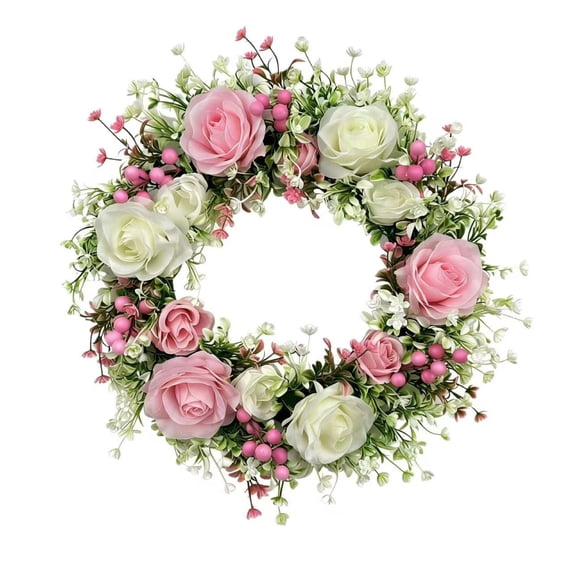 15.7 Inch Mother's Day Wreath Artificial Foliage and Floral Decoration for Front Door Multicolor Spring Blossom Decor for Wall and Entryway