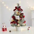 thumbnail image 1 of 15.7 Inch Pre Lit Mini Tabletop Christmas Tree with Ornaments, Snow Flocked Artificial Christmas Tree with Cowbells Berries Velvet Bow Pine Cones, Desktop Holiday Decor for Home Office, 1 of 5