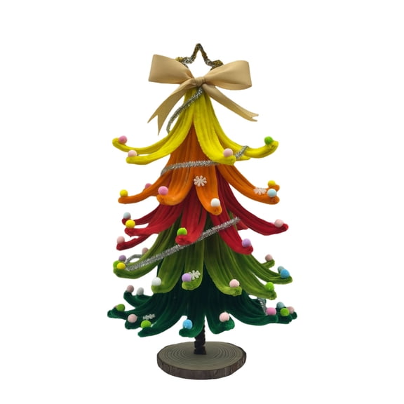15.7" Metal Rainbow Christmas Tree – Colorful Gradient Metallic Tabletop Xmas Tree Decoration, Shiny Iridescent Christmas Ornament for Home, Office, Desk, Holiday Party & Winter Festive Décor
