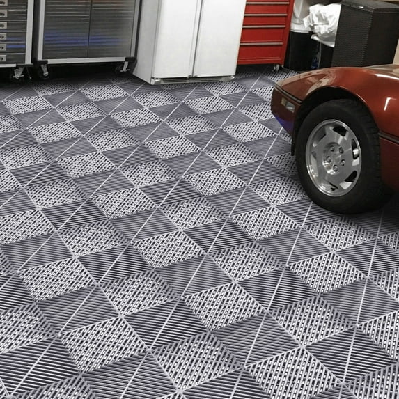 15.7" Modular Garage Flooring, 40 Pack Non-Slip Interlocking Tiles, 6000 Lbs Load Capacity for Warehouse Storage(Gray)