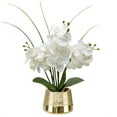 thumbnail image 1 of 15.7" Orchids Artificial Flowers White Phalaenopsis in Gold Pot Realistic Touch Faux Orchid Plant for Home Office Room Table Centerpieces Kitchen Decor, 1 of 7