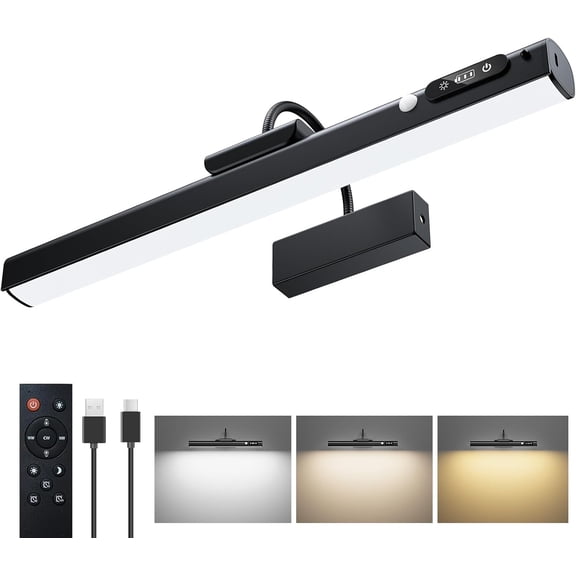 15.7'' Picture Lights for Wall with Motion Sensor & 9000mAh Rechargeable Battery, Picture Light for Paintings, Portraits & Wall Decor, Black