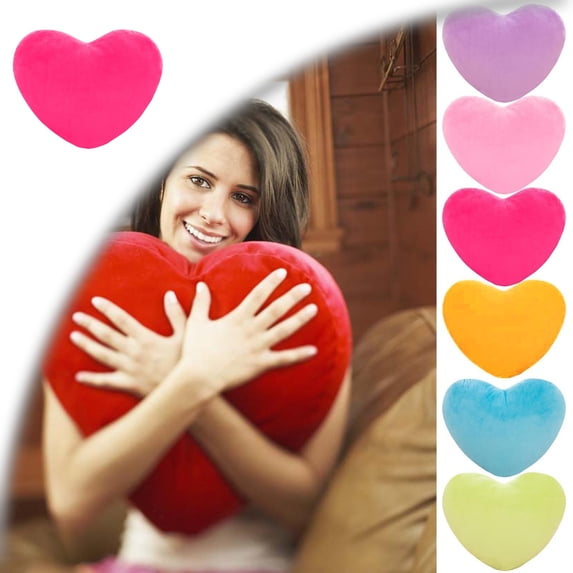 15.7" Plush Pillow Heart Shape Cushion Fluffy Throw Pillow Decorative Back Cushion for Friends Valentine's Day