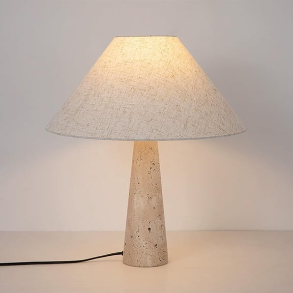 15.7" Travertine Stone Lamp, Desk Light Fabric Desktop Nightstand Lamp Accent Lighting Living Room Bedroom Decor Column Lamps Japanese Task Lights$$Tools & Hardware Other