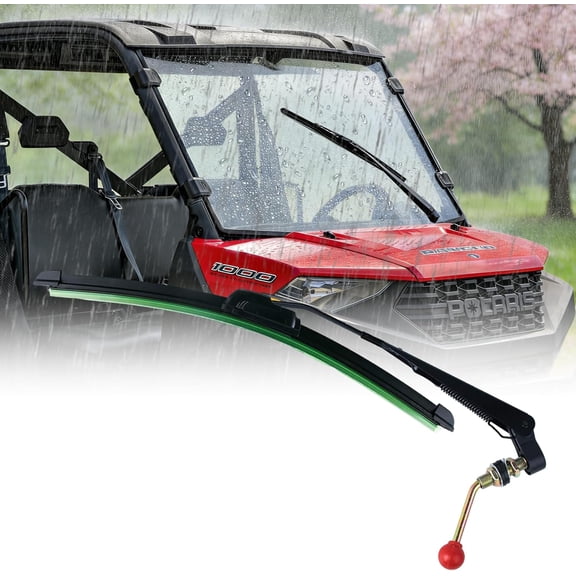 15.7" UTV Manual Windshield Wiper Kit, Hand Operated Full Wiper, Scratch-resistant for CFMOTO UTV,Golf Cart,Tractor Polaris Ranr,Hisun Axis, Pioneer
