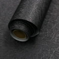 thumbnail image 1 of 15.7" X 118" Black Silk Wallpaper Embossed Self Adhesive Peel and Stick Wallpaper Contact Paper Removable Waterproof Kitchen Vinyl Wrap Cabinet Furniture Textured Renter Friendly Wall Gift Paper, 1 of 9