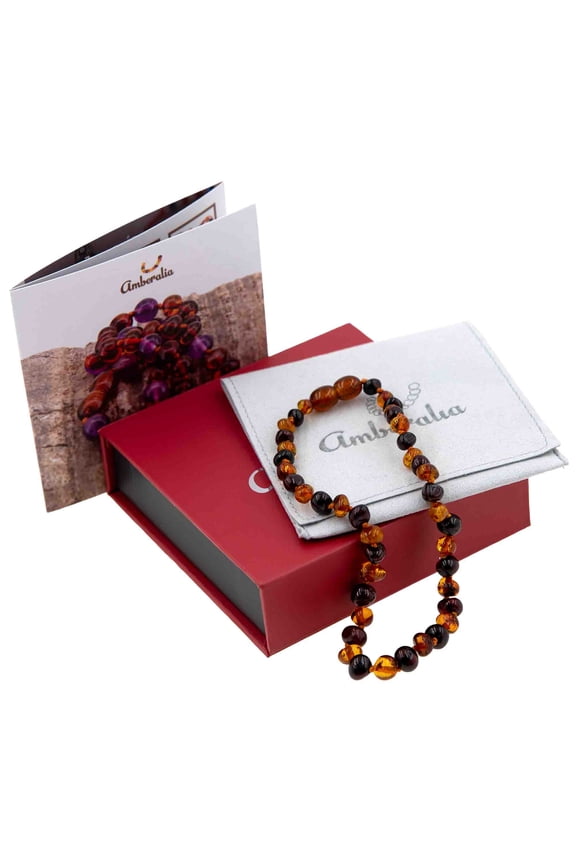 15.7-inch Amberalia Amber necklace for adults - Certified Baltic Sea amber - Includes gift box with customized message and engraved storage linen bag